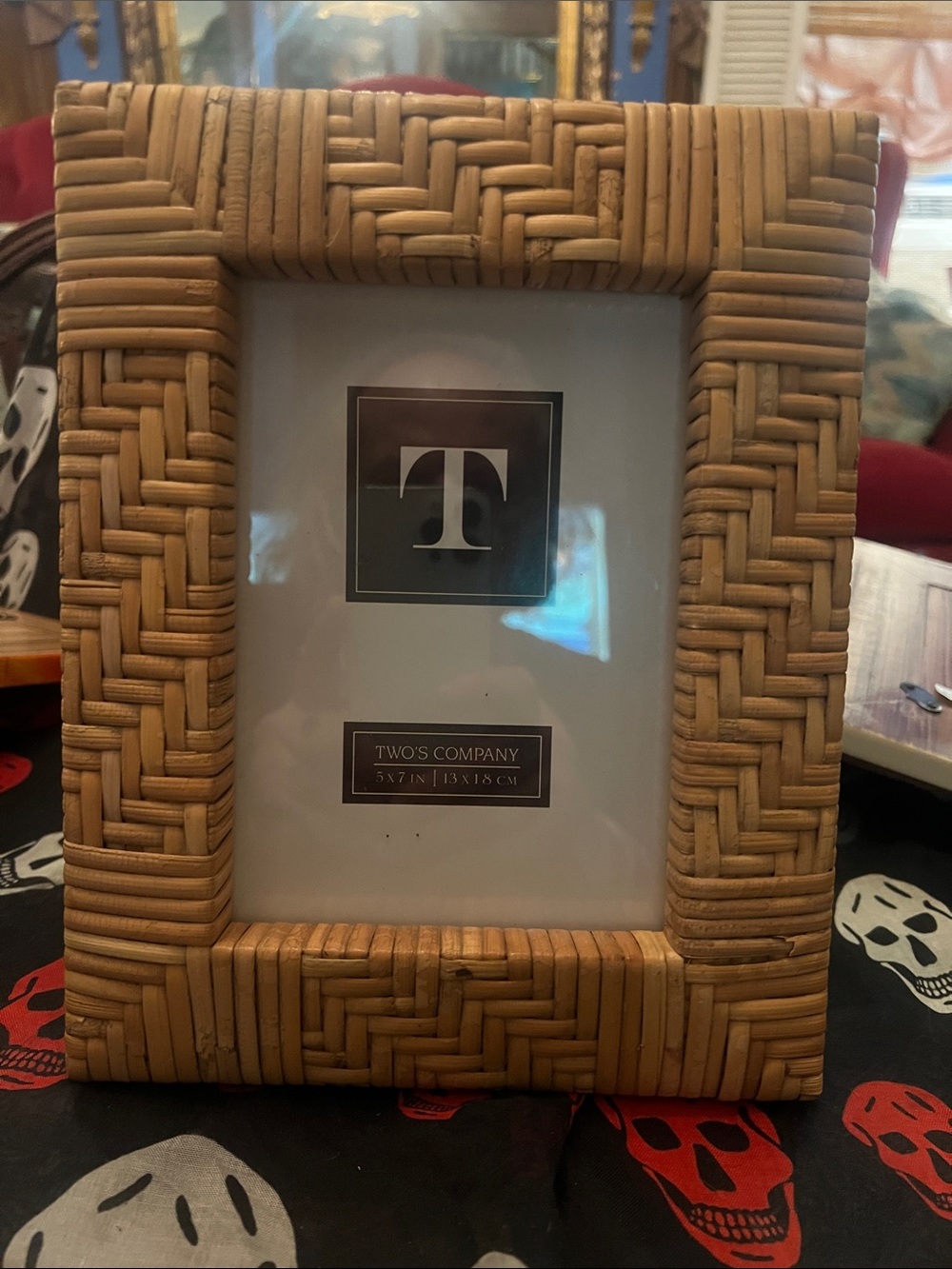 Two's Company Woven Rattan Frame in Tan and Natural 5x7